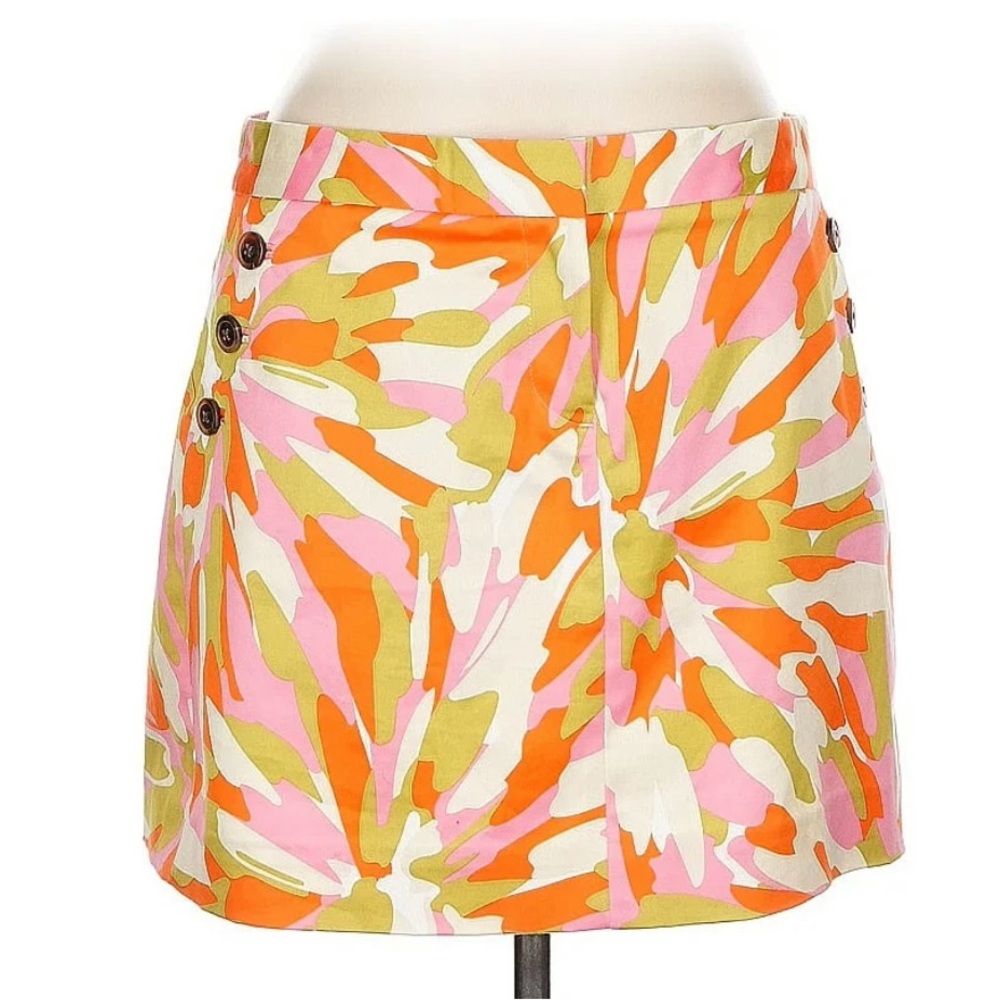 J. Crew Orange and Pink Patterned Skirt